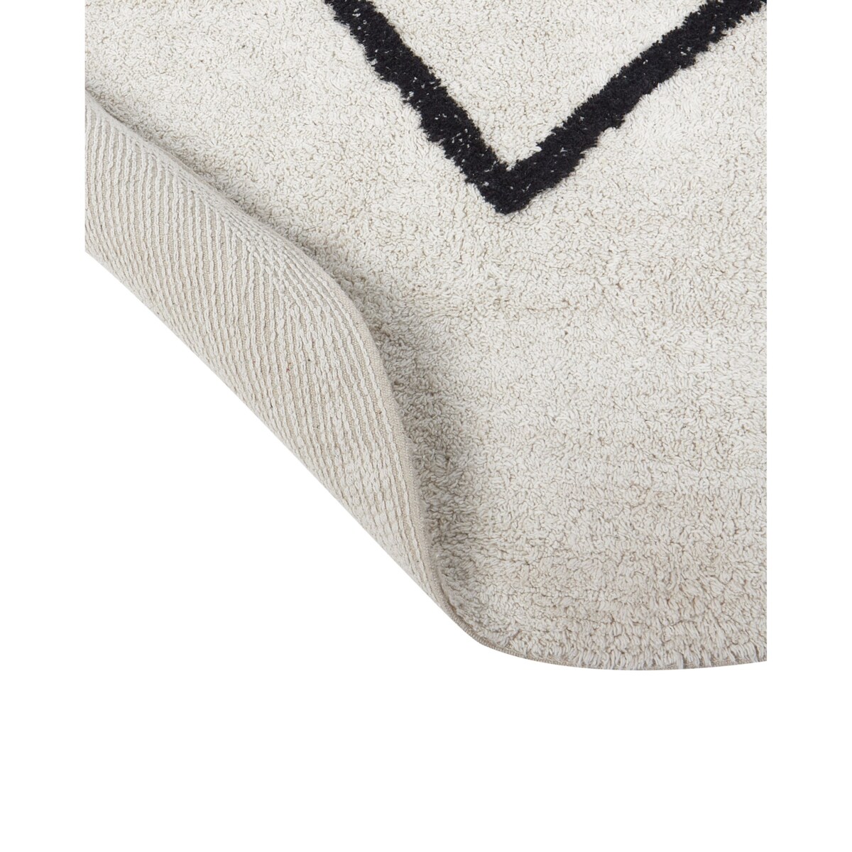 Dywan okrągły bawełniany ø 140 cm beżowy z czarnym HEART