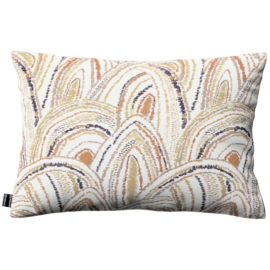 Poszewka Kinga na poduszkę prostokątną 60x40 oliwkowo-pomarańczowe łuki na kremowym tle