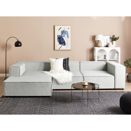 Narożnik modułowy 3-osobowy lniany prawostronny szary APRICA