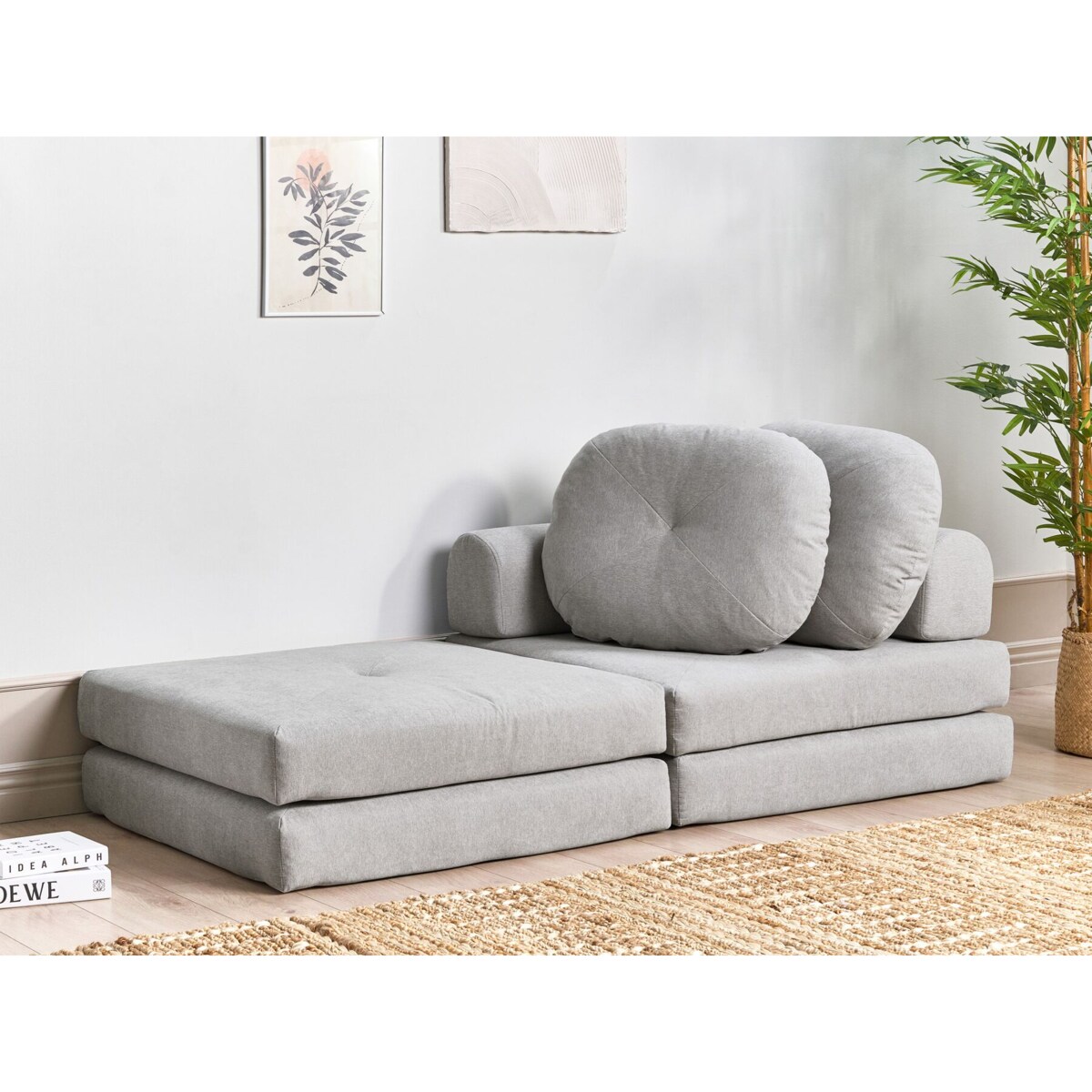 Sofa rozkładana jednoosobowa jasnoszara OLDEN