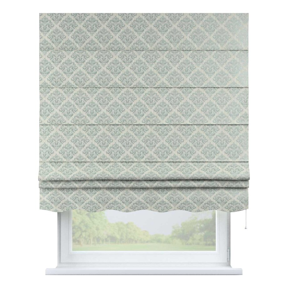 Roleta rzymska Florencja, srebrno-niebieski ornament na szarym tle, Imperia Premium