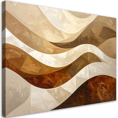 Obraz do salonu sypialni biura loftu, Fale linie abstrakcja w odcieniach beżu