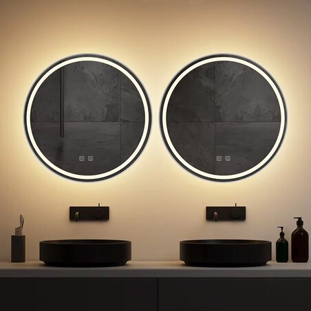 Lustro ścienne LED ze stalowa szczotkowaną ramą MMJ 60cm