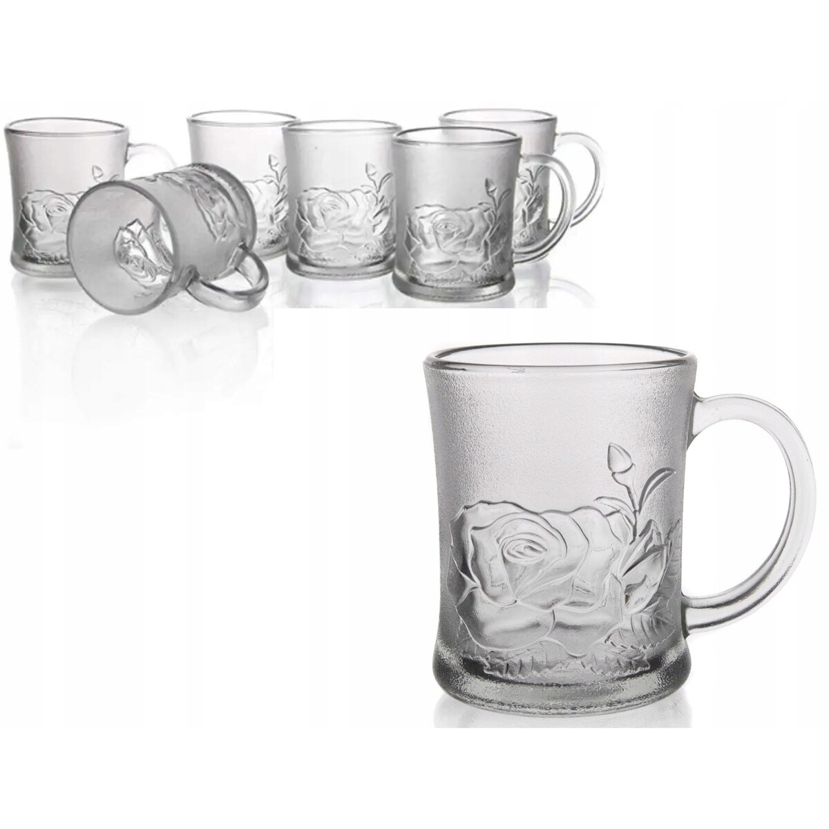 SZKLANKI 6szt 250 ml KWIATY na kawę herbatę kompot napoje prezent zestaw