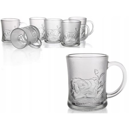SZKLANKI 6szt 250 ml KWIATY na kawę herbatę kompot napoje prezent zestaw