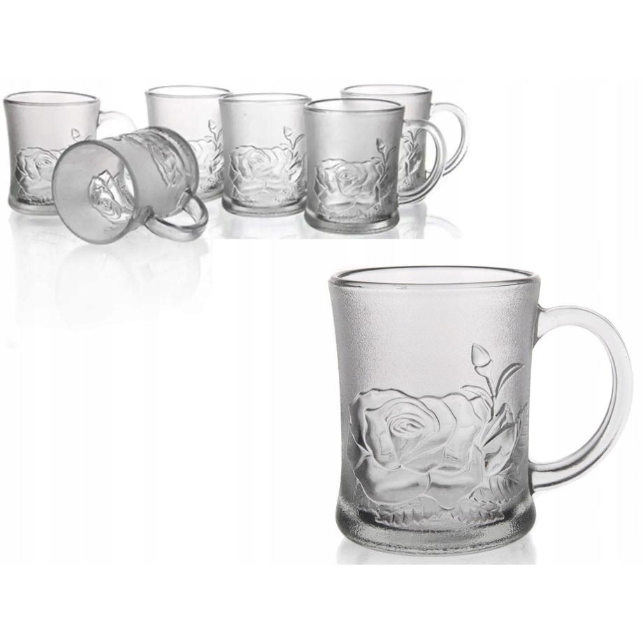 SZKLANKI 6szt 250 ml KWIATY na kawę herbatę kompot napoje prezent zestaw