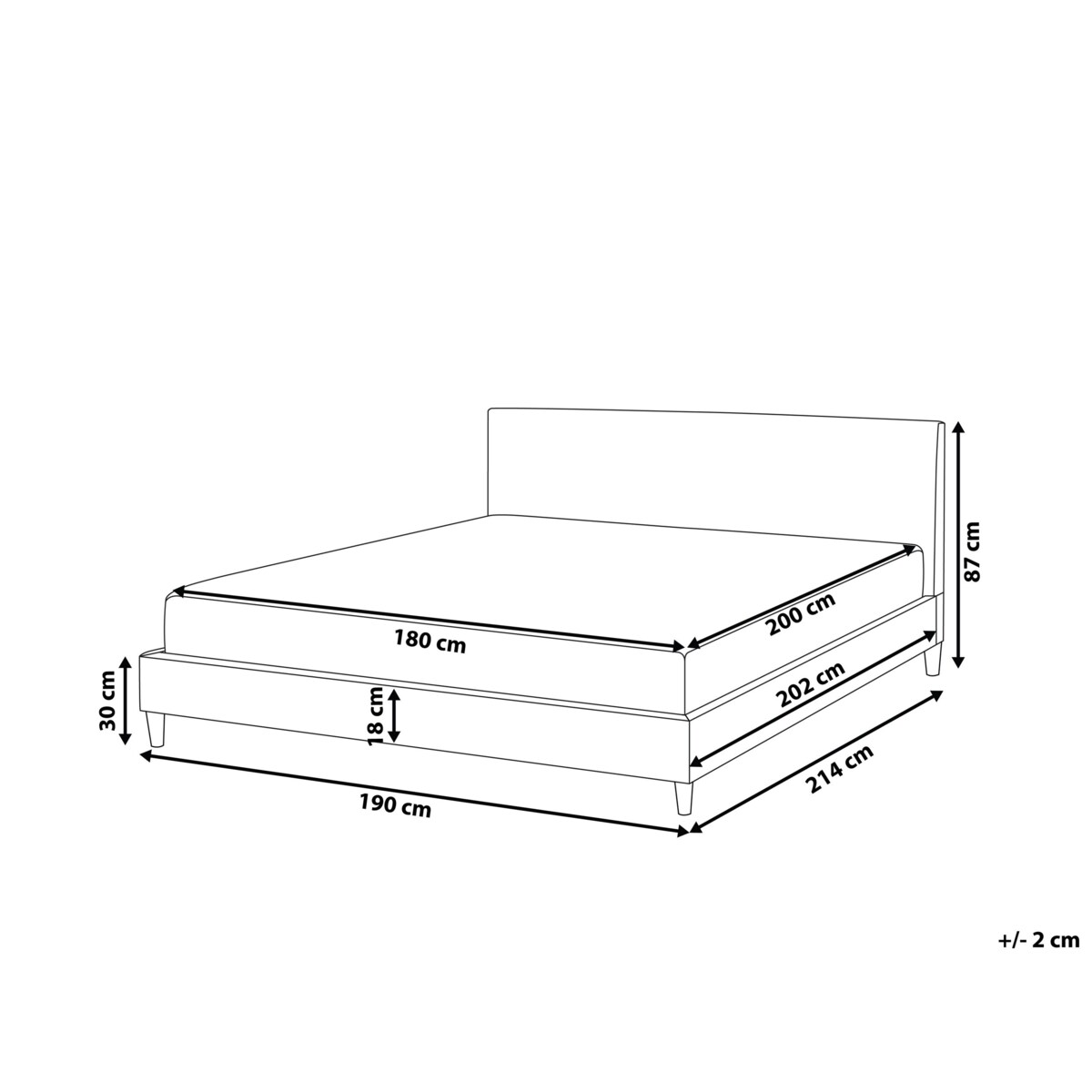 Łóżko tapicerowane LED 180 x 200 cm czarne FITOU