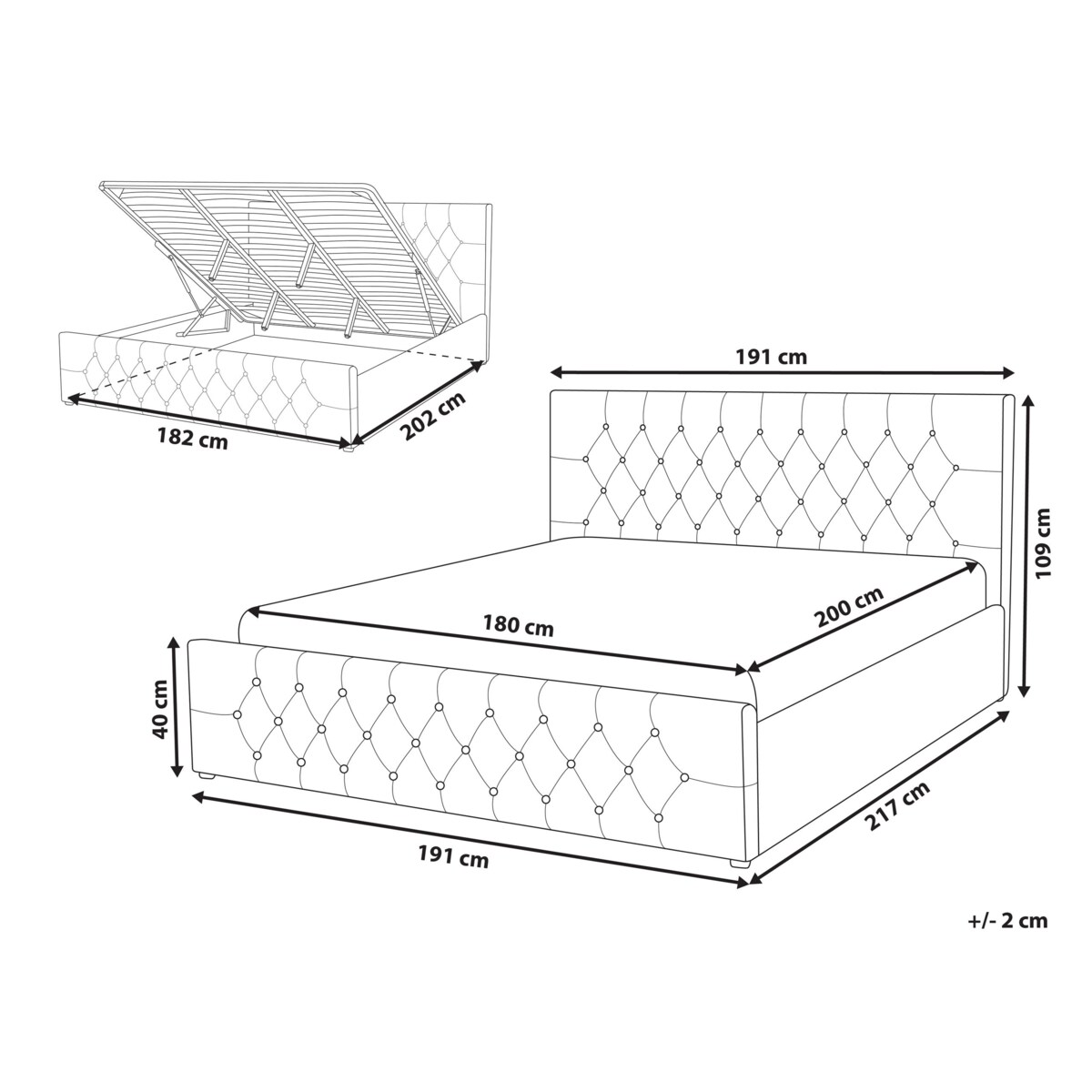 Łóżko z pojemnikiem welurowe 180 x 200 cm beżowe AMIENS
