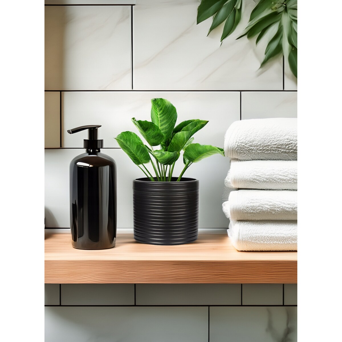 DONICZKA CERAMICZNA CZARNA CYLINDER 13cm do salonu domu na balkon bonsai