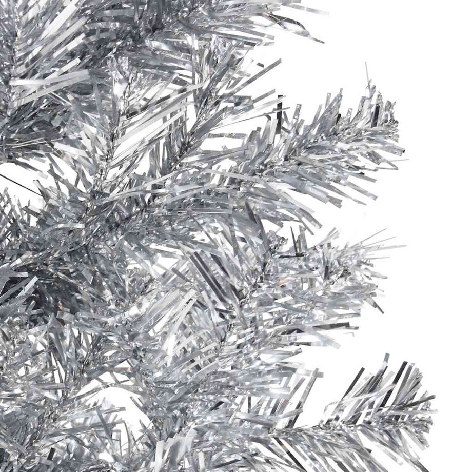 vidaXL Smukła choinka połówka ze stojakiem, sztuczna, srebrna, 120 cm