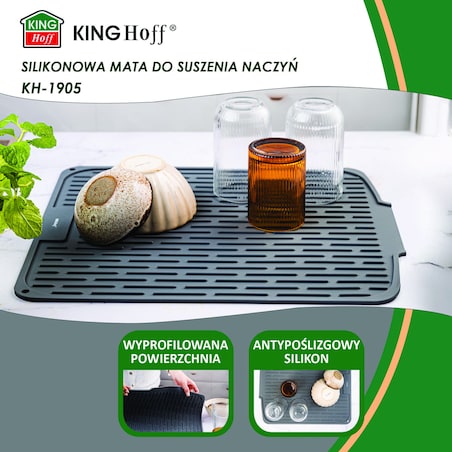 Mata do suszenia naczyń silikonowa 46x40cm szara KINGHOFF