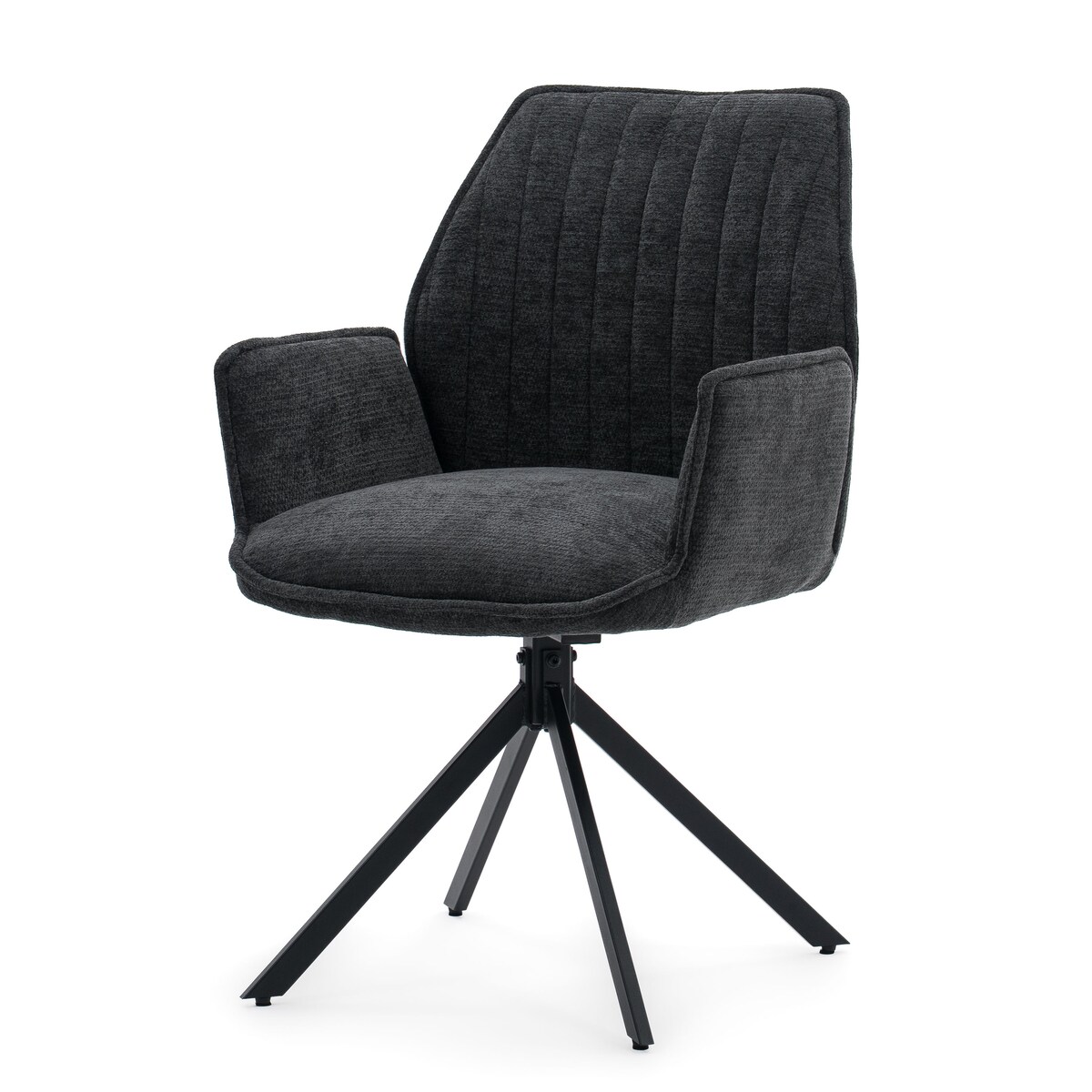 Krzesło tapicerowane obrotowe szenilowe do salonu MERANO grafitowe