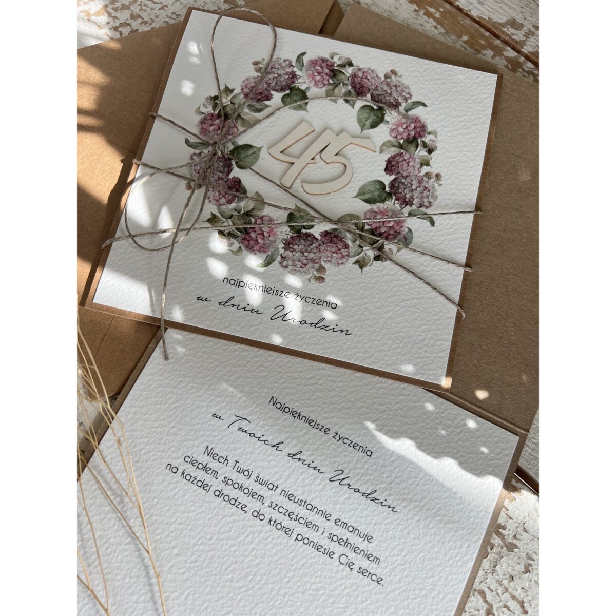 Ręcznie robiona kartka na 45 urodziny