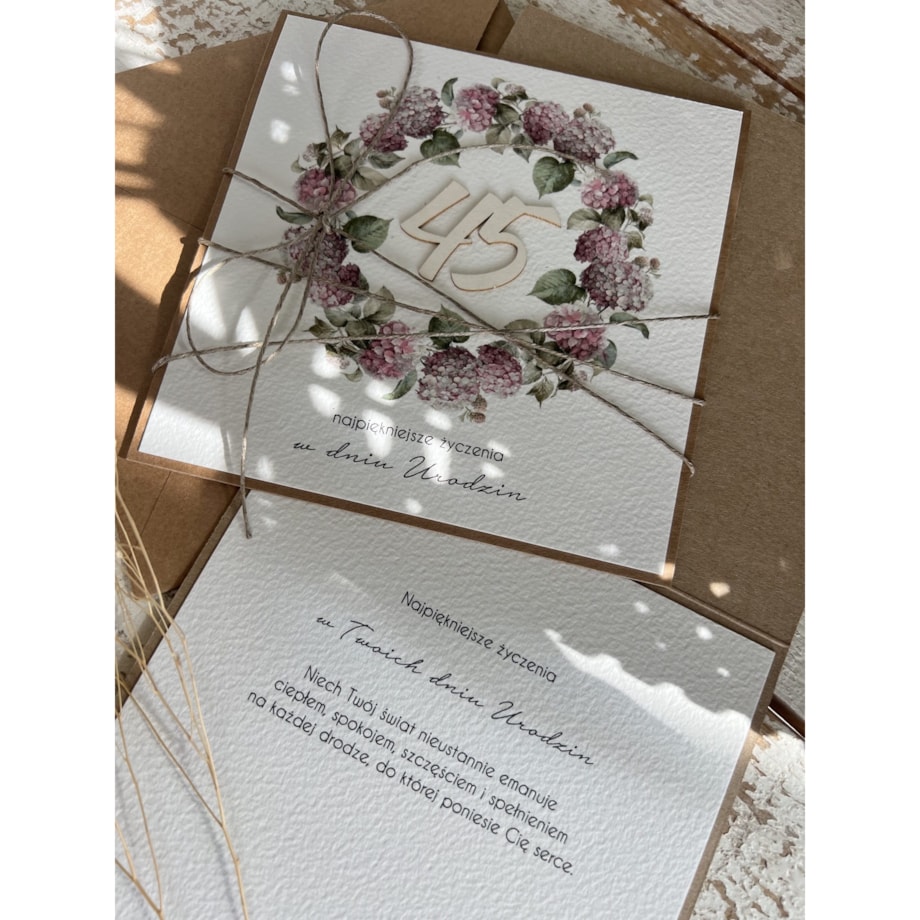 Ręcznie robiona kartka na 45 urodziny