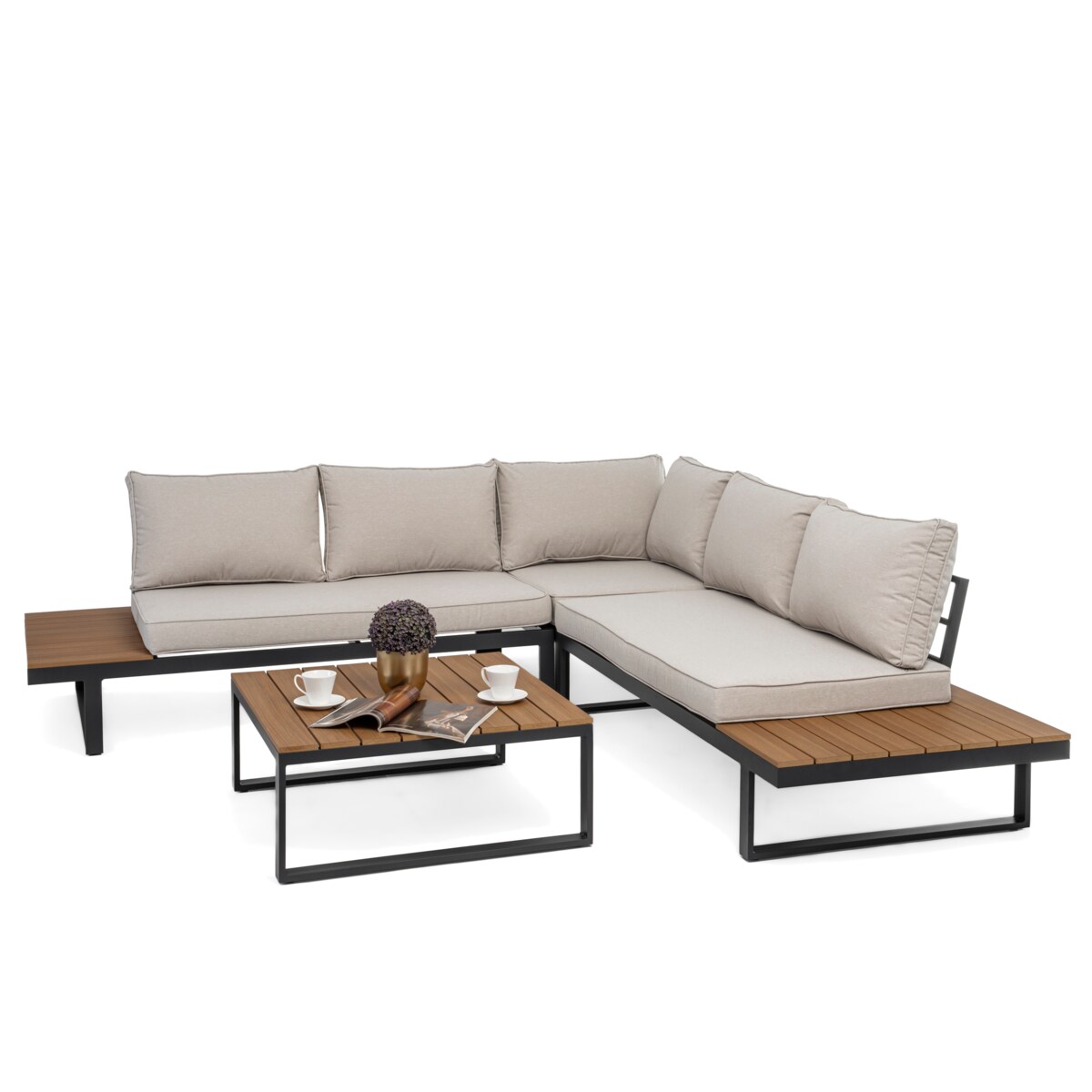 Meble ogrodowe narożnik nowoczesny aluminium MALE beżowy