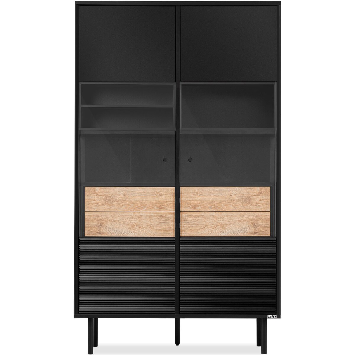 KONSIMO LOFTY Witryna z ryflowanym frontem w stylu loft