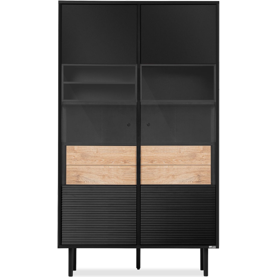 KONSIMO LOFTY Witryna z ryflowanym frontem w stylu loft