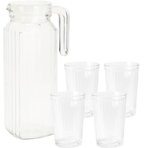 Zestaw dzbanek i 4 szklanki, 1,1 l + 200 ml