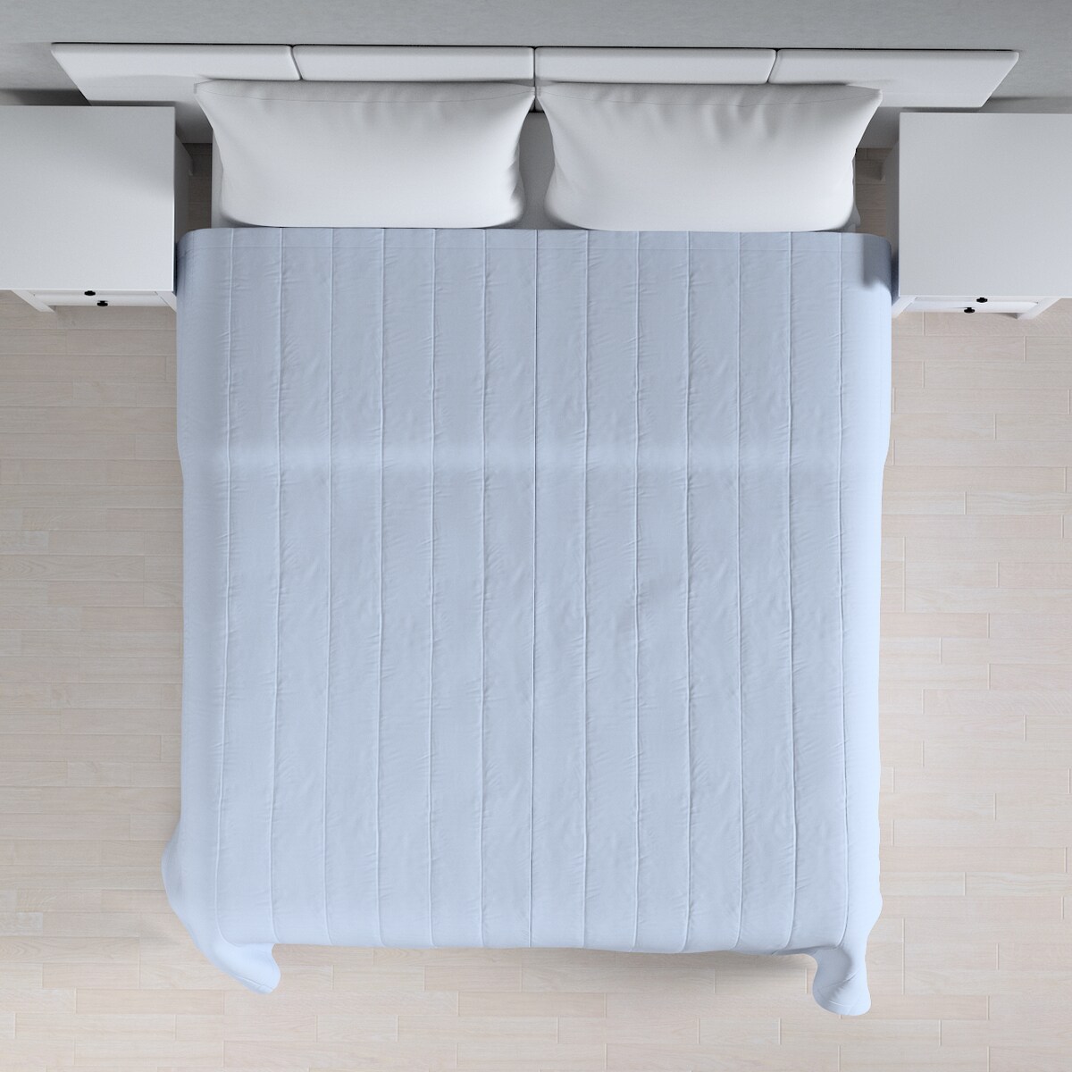 Narzuta pikowana w pasy 130x210 pastelowy niebieski