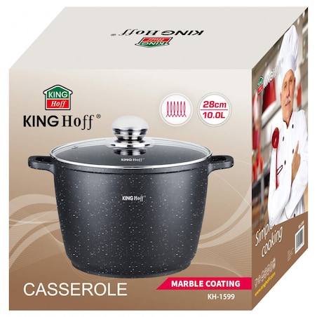 Garnek z powłoką marmurową 10L 28cm indukcja gaz KINGHOFF