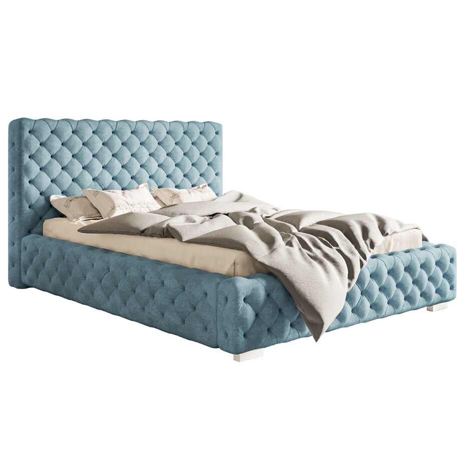 Łóżko jednoosobowe z pojemnikiem 90x200 BEN 15 - niebieskie