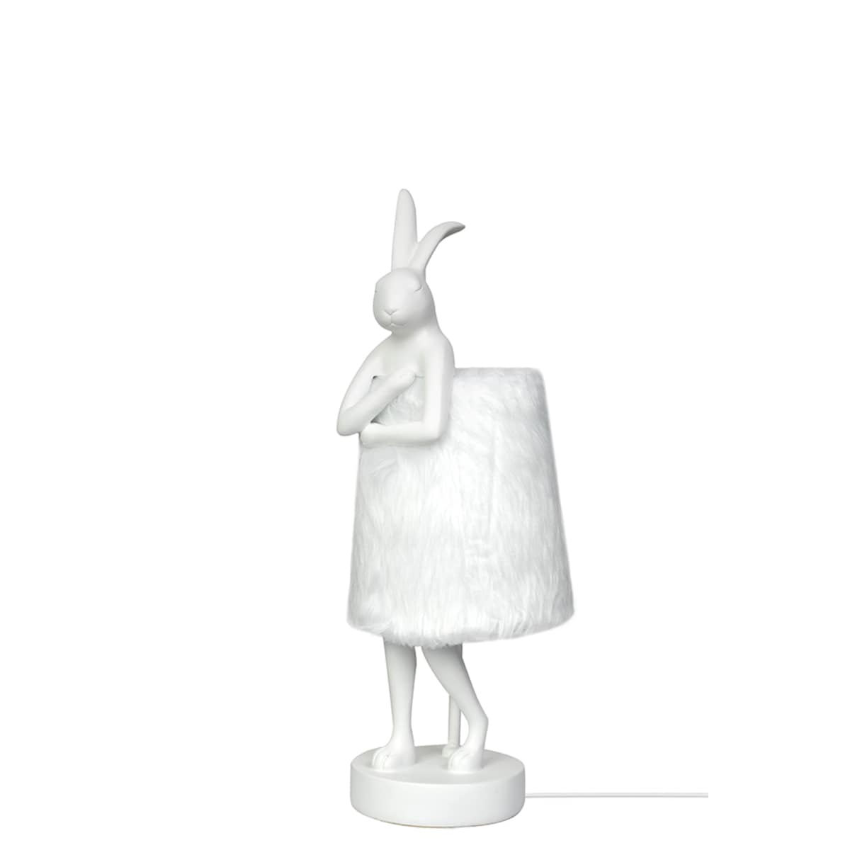 KARE lampa stołowa RABBIT FUR 50 cm biała / srebrna
