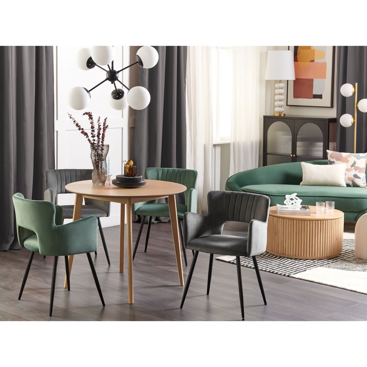 2 krzesła do jadalni welurowe ciemnoszare SANILAC