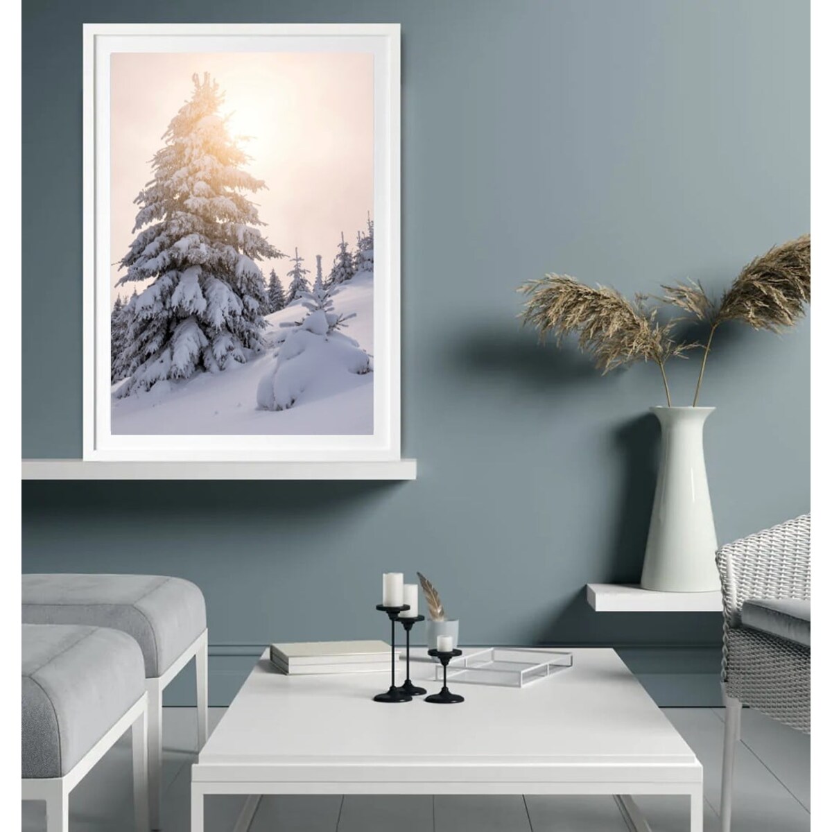 Poster Story, Plakat, Obraz - Ośnieżone Choinki, wymiary 21 x 30 cm