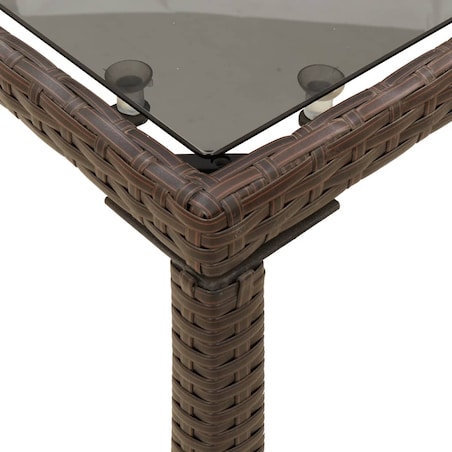 vidaXL Stół ogrodowy ze szklanym blatem, brąz, 115x54x74 cm, rattan PE