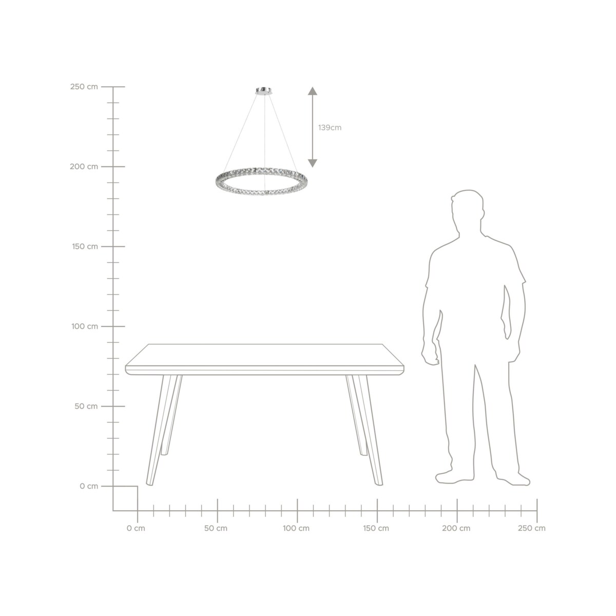 Lampa wisząca LED kryształowa srebrna MAGAT