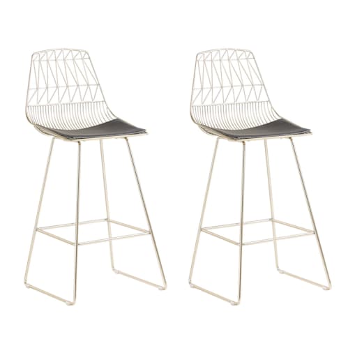 Zestaw 2 krzeseł barowych metalowy złoty PRESTON