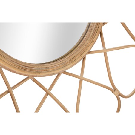 Lustro ścienne Almeria, kolor brązowy, rattan i żelazo, 65,5 x 3 x 65,5 cm, do salonu i przedpokoju, Mauro Ferretti