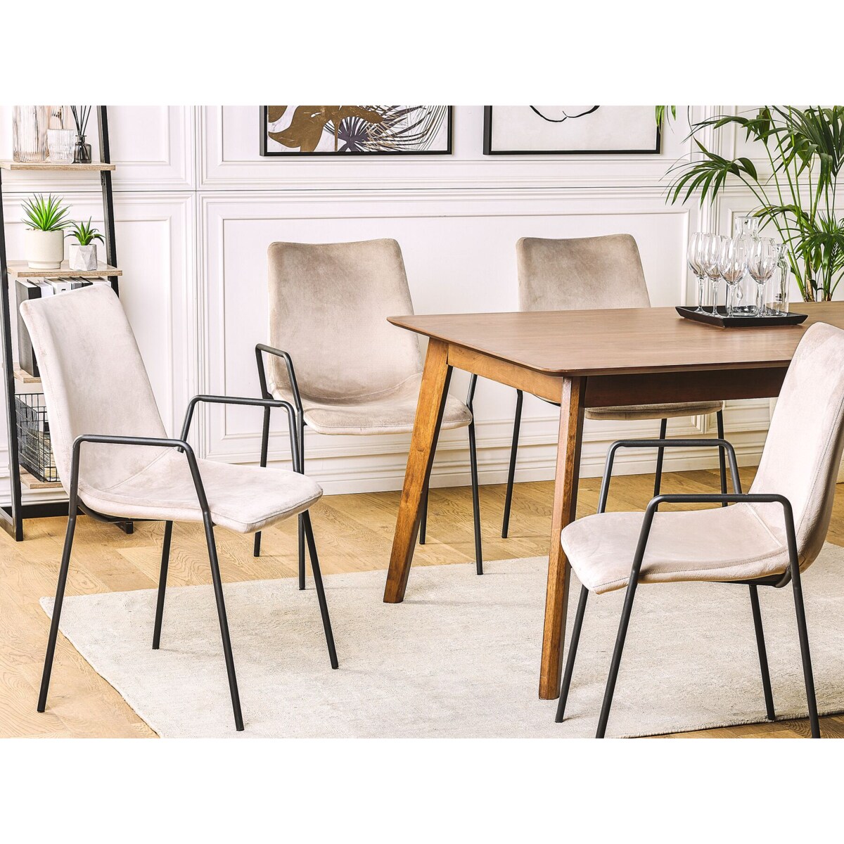 Zestaw 2 krzeseł do jadalni welurowy beżowoszary JEFFERSON