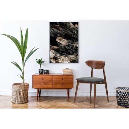 KONSIMO RABI drewniane krzesło orzech szary welur