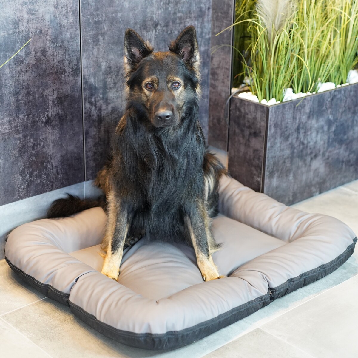 Legowisko Ponton dla psa z eko skóry ELLA, 90x70 cm, Szary