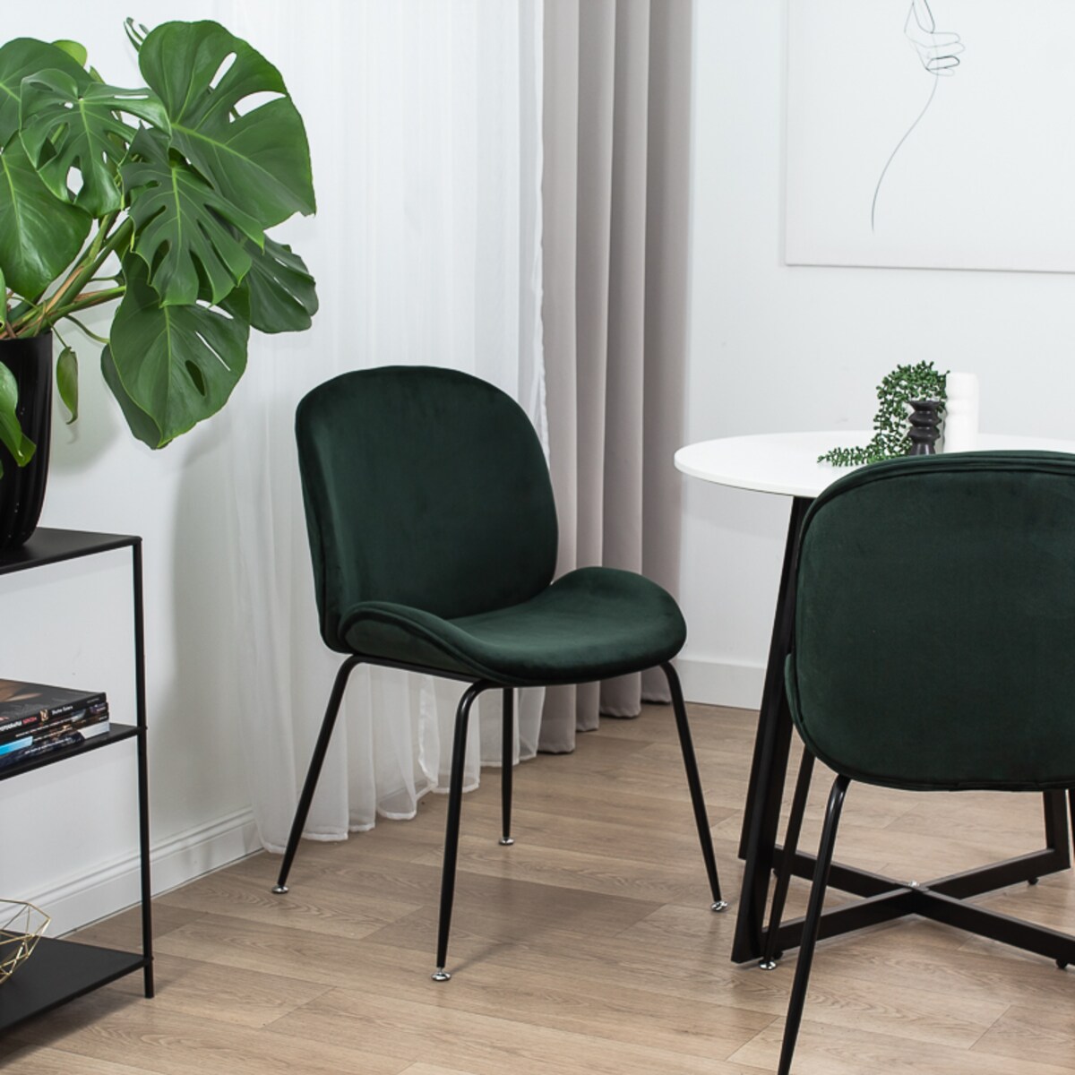 Krzesło tapicerowane welurowe do salonu jadalni zielone