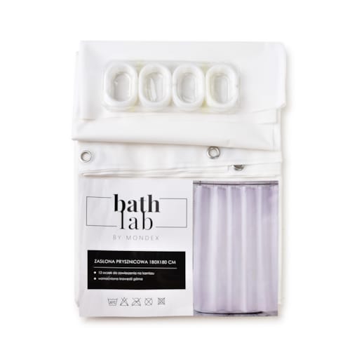 ZAC WHITE Zasłona prysznicowa180x180cm 12 oczek