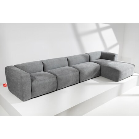 KONSIMO BUFFO Sofa narożna prawa 6-osobowa z wyjątkowo miękkim siedziskiem, kolor popielaty