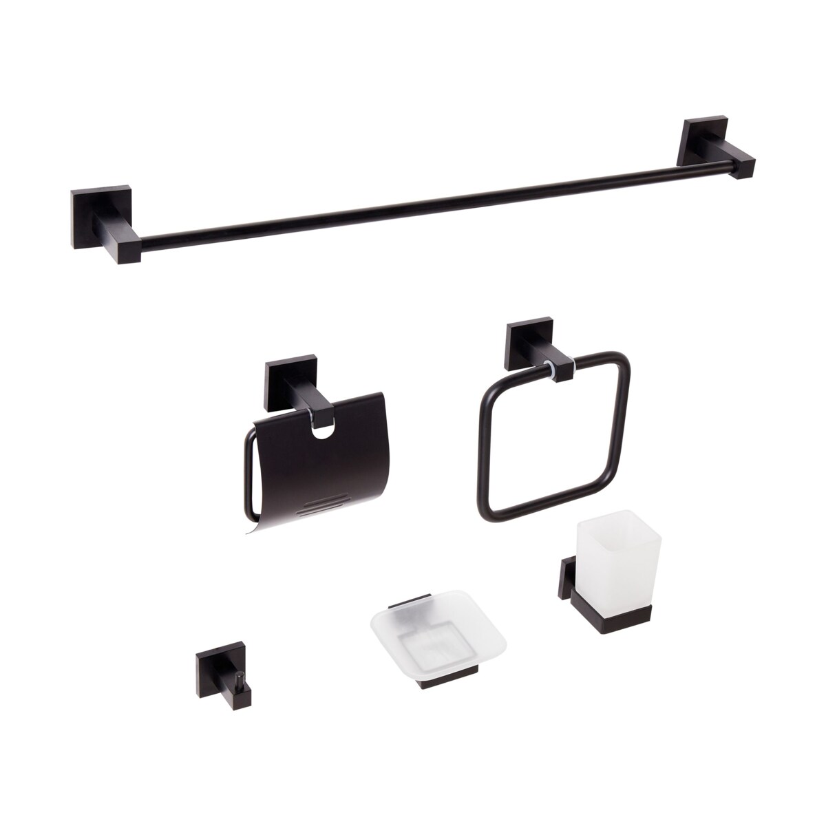 Zestaw akcesoriów toaletowych 6 elementów UVITA Z uchwytami i haczykami na ręczniki Czarny