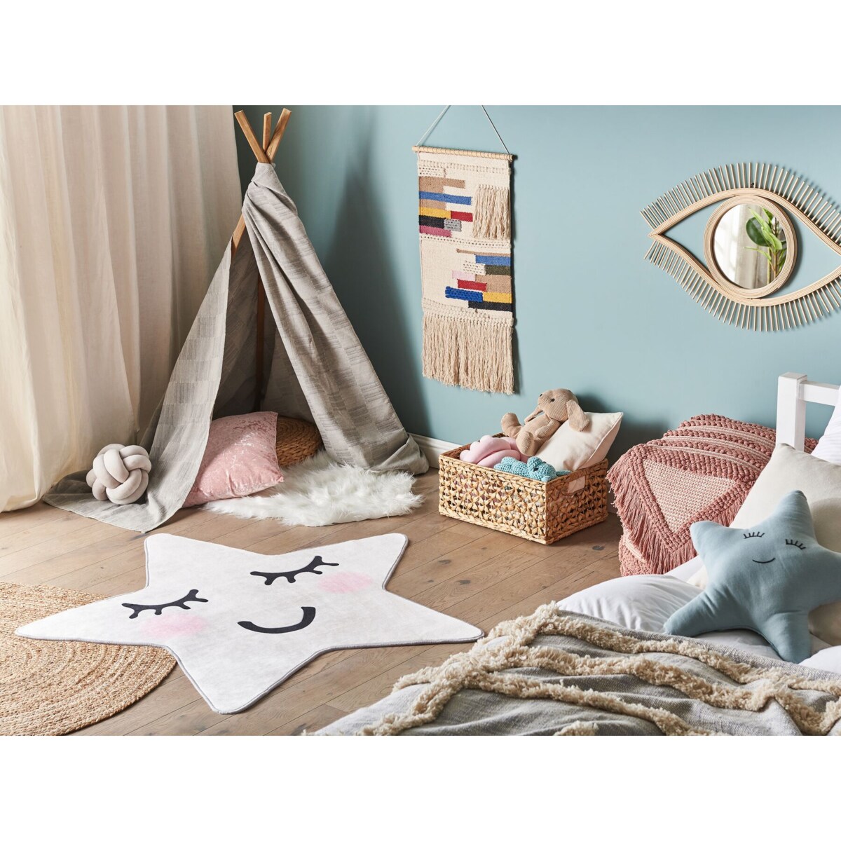 Dywan dziecięcy kształt gwiazdy 120 x 120 cm biały SIRIUS