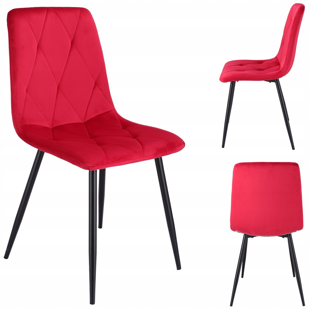 Krzesło welurowe eleganckie PIADO amarantowe