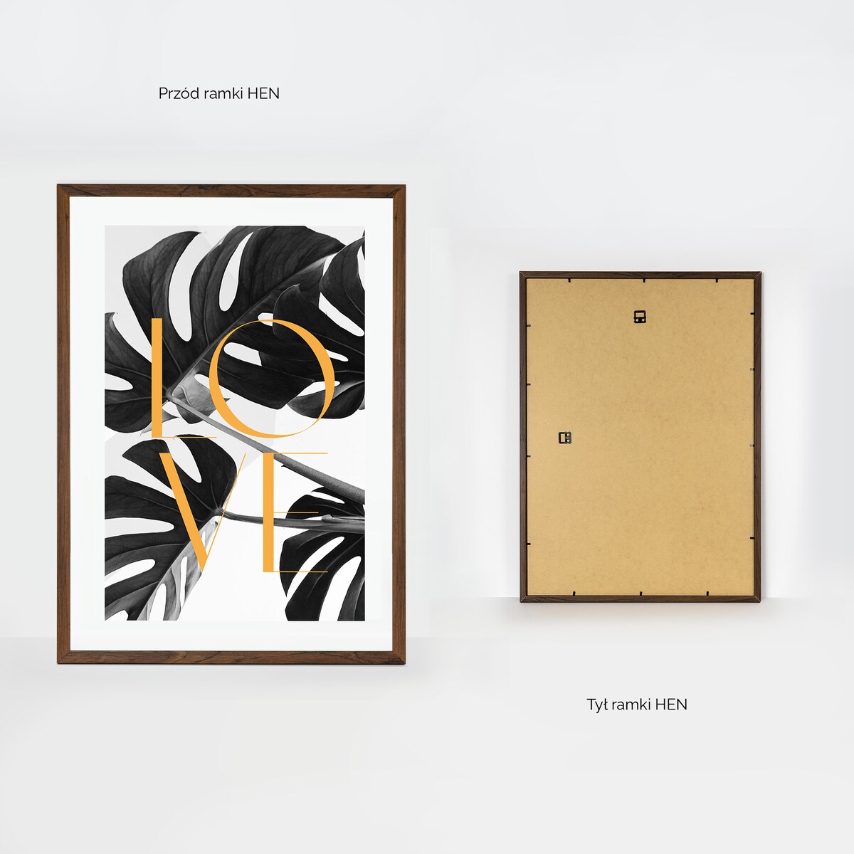 Ramka na zdjęcia 50x70 cm brązowa rama MDF z plexi do powieszenia pion poziom klasyczna ramka