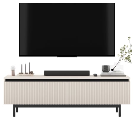 Nowoczesna Szafka RTV Komoda Glamour RTV Kaszmir Mat rama w kolorze czarnym 140 cm