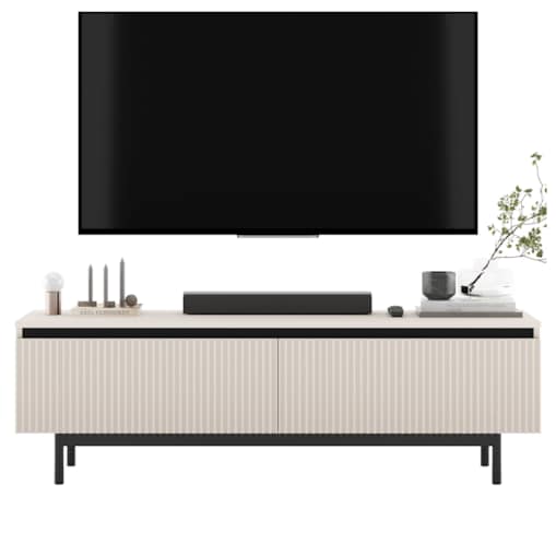 Nowoczesna Szafka RTV Komoda Glamour RTV Kaszmir Mat rama w kolorze czarnym 140 cm