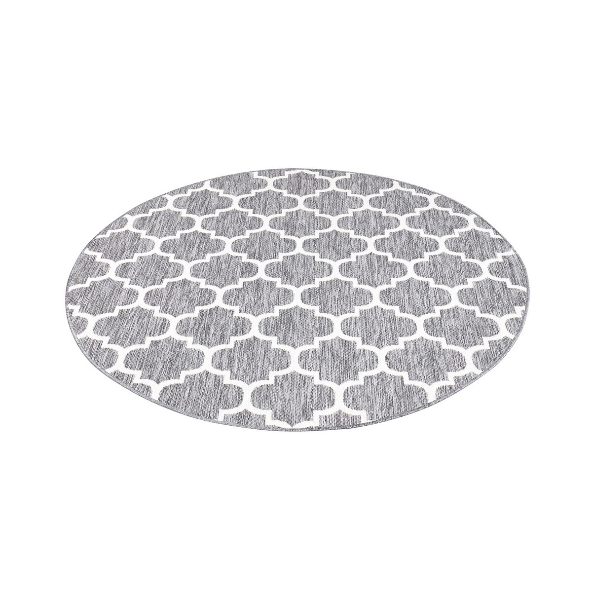 Dywan okrągły na zewnątrz i do wnętrz koniczynka Sunny 4620 Szary Krem 120x120