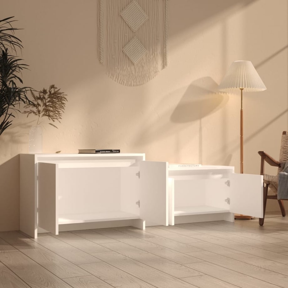 vidaXL Szafka pod TV, biała, 146,5x35x50 cm, materiał drewnopochodny