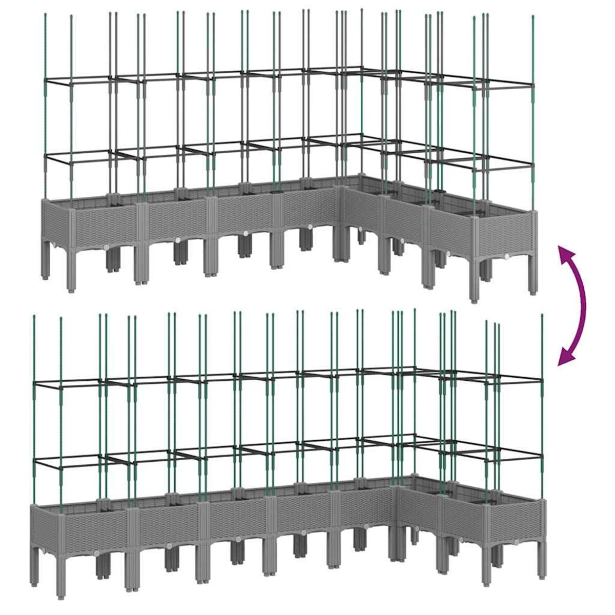 vidaXL Donica ogrodowa z kratką, jasnoszara, 200x160x142,5 cm, PP