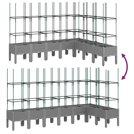 vidaXL Donica ogrodowa z kratką, jasnoszara, 200x160x142,5 cm, PP