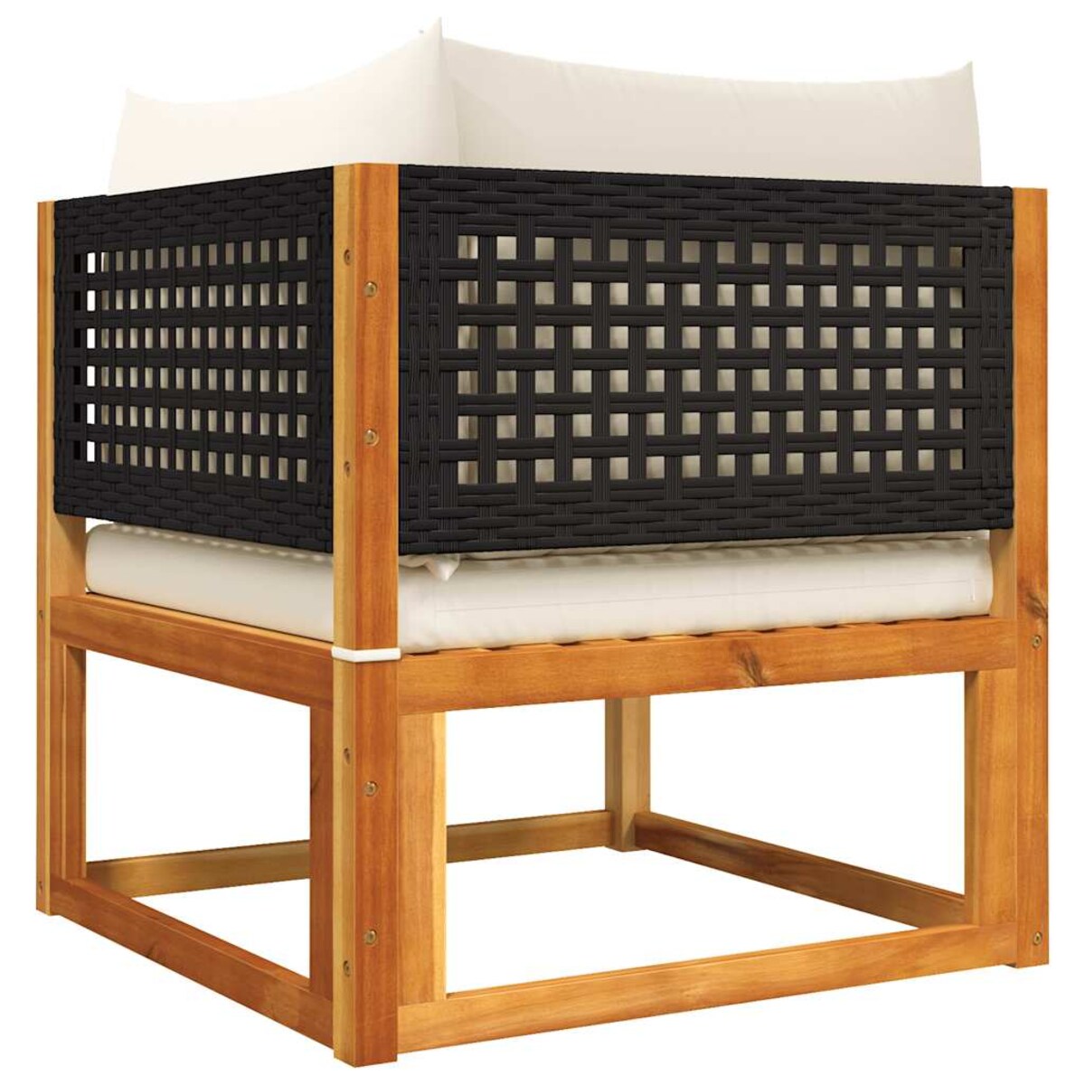 vidaXL Narożna sofa ogrodowa z poduszkami, drewno akacjowe i rattanowe