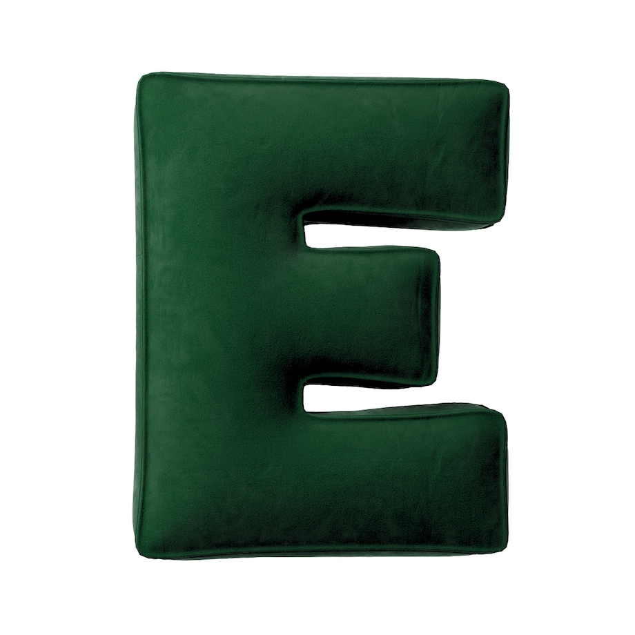 Poduszka literka E, butelkowa zieleń, 30x40cm, Posh Velvet